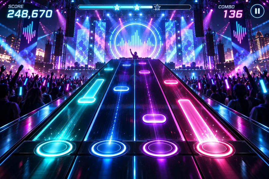Rhythm Tap music-lane gameplay preview