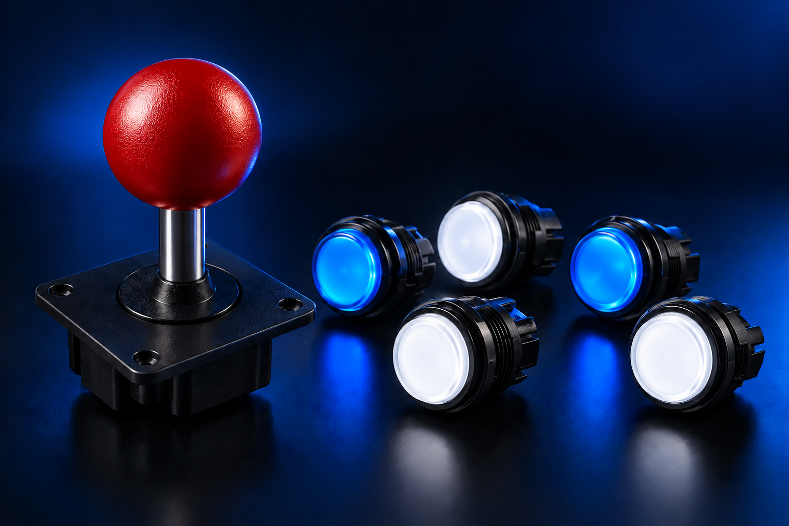 Optional red arcade joystick and push-button controls