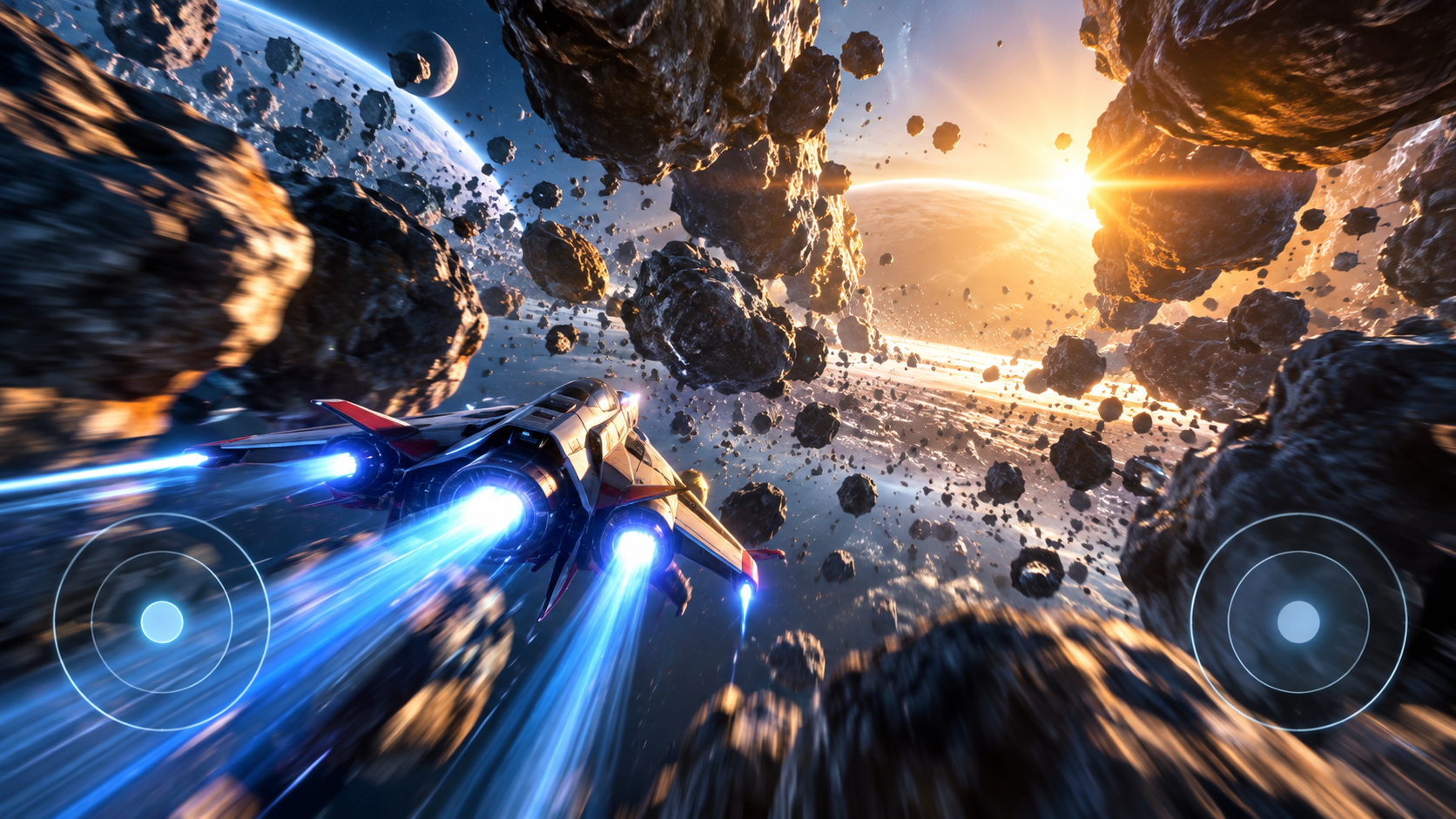 Touch action spaceship arcade game concept